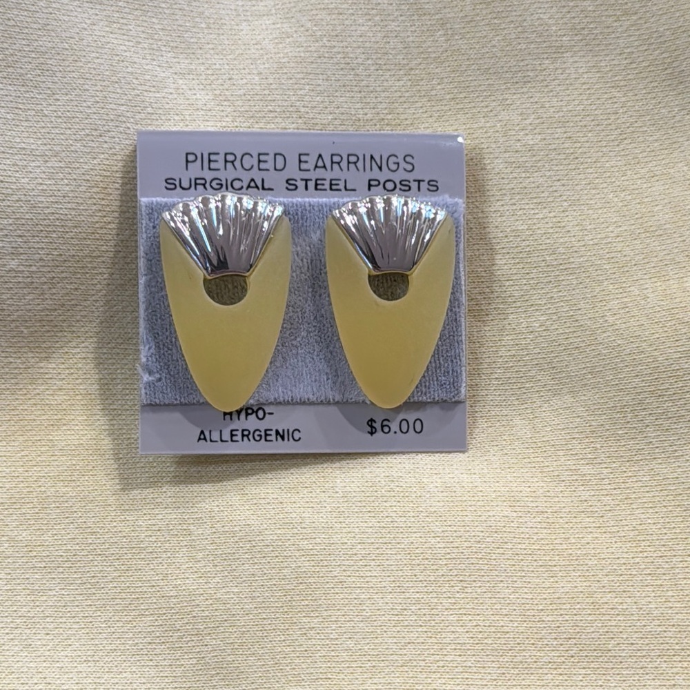 4/$10 Yellow and Silver Stud Earrings